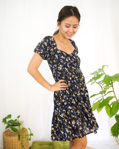Amanda Baby Doll Dress in Midnight Magnolia - Image 5