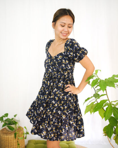 Amanda Baby Doll Dress in Midnight Magnolia - Image 4