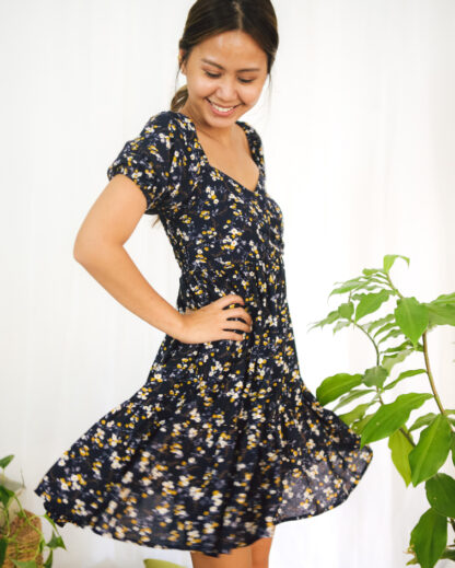 Amanda Baby Doll Dress in Midnight Magnolia - Image 6