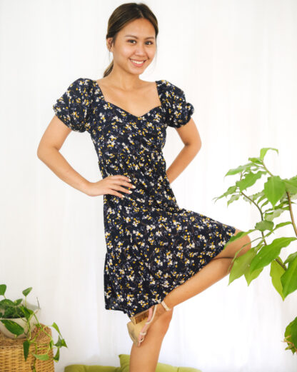 Amanda Baby Doll Dress in Midnight Magnolia - Image 8