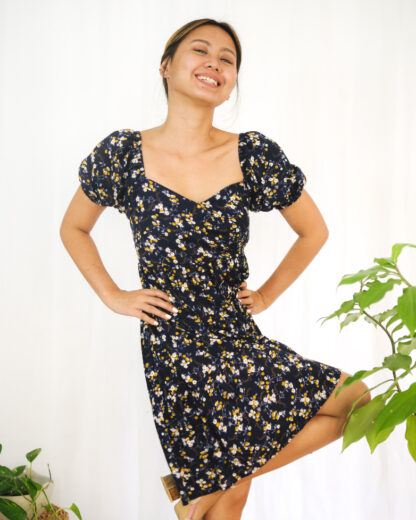 Amanda Baby Doll Dress in Midnight Magnolia - Image 3