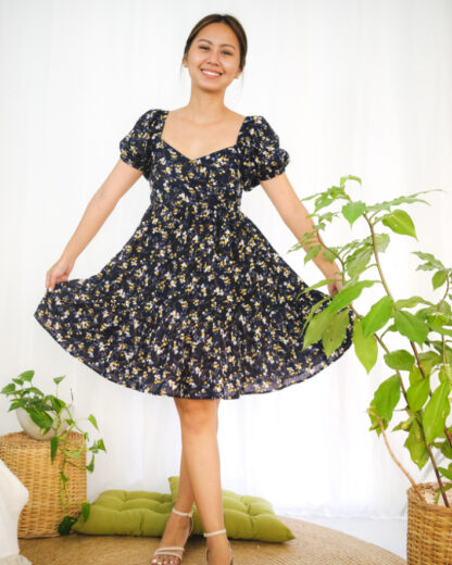 Amanda Baby Doll Dress in Midnight Magnolia - Image 14
