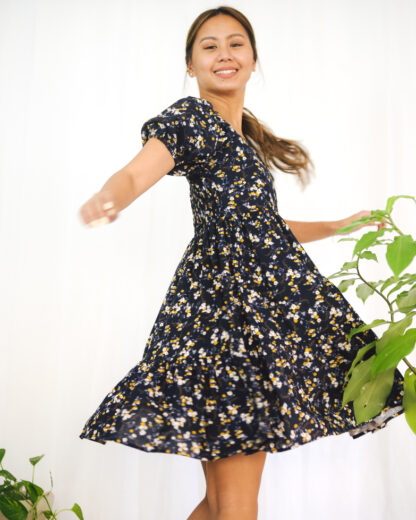 Amanda Baby Doll Dress in Midnight Magnolia - Image 9