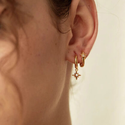 star hoops, gold hoops, hoop earrings