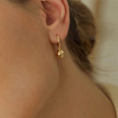 gold hoops, ball earrings