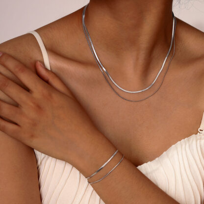 silver necklace & bracelet set