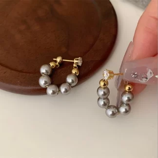 pearl earrings, pearl hoops