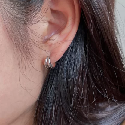 silver hoops, silver earrings