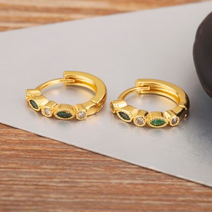 green stone gold hoops