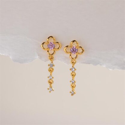 purple flower earrings