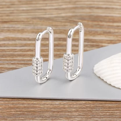 rectangular silver hoops